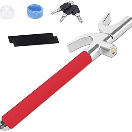 Turnart Barra Antirrobo Volante Retráctil de Acero Inoxidable (Roja) – Candado Antirrobo Coche con 3 Llaves, Alta Visibilidad, Protección del Volante