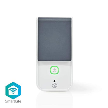 Nedis SmartLife WIFIPO120FWT – Enchufe Inteligente Wi-Fi Exterior IP44 (Schuko) 16A, Medidor de Consumo, Control Remoto y Temporizador