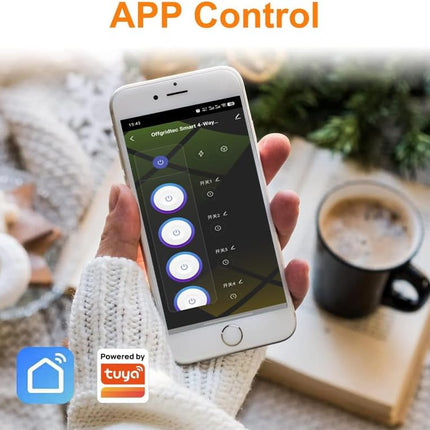 Offgridtec Regleta Inteligente WiFi 16A/3680W – 4 Enchufes + 2 USB-A (5V/3,1A) + 2 USB-C PD 20W, Smart Life/Tuya, Cable 1,5 m