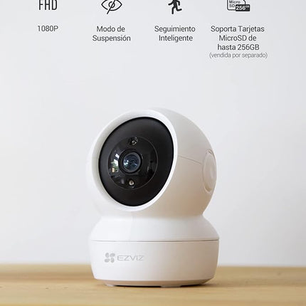 EZVIZ C6N Pack 2 Cámaras WiFi Interior 360° – 1080p, Visión Nocturna Smart IR 10 m, Seguimiento, Audio 2 Vías, Modo Privacidad, microSD 256GB, Alexa