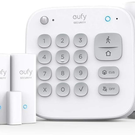 eufy Security Kit Alarma Casa 5 Piezas – HomeBase + Teclado + Sensor Movimiento + 2 Sensores Puerta/Ventana, Sin Cuotas, App eufy Security, Compatible eufyCam