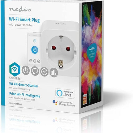 Nedis SmartLife Enchufe Inteligente Wi-Fi Interior – Control Remoto, Temporizador y Voz (Alexa/Google/Siri*)