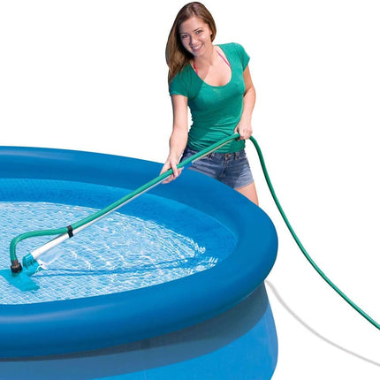 Intex Kit de Mantenimiento Piscina 28002 – Mango Telescópico 2,39 m, Red Recogehojas y Limpiafondos Venturi con Manguera