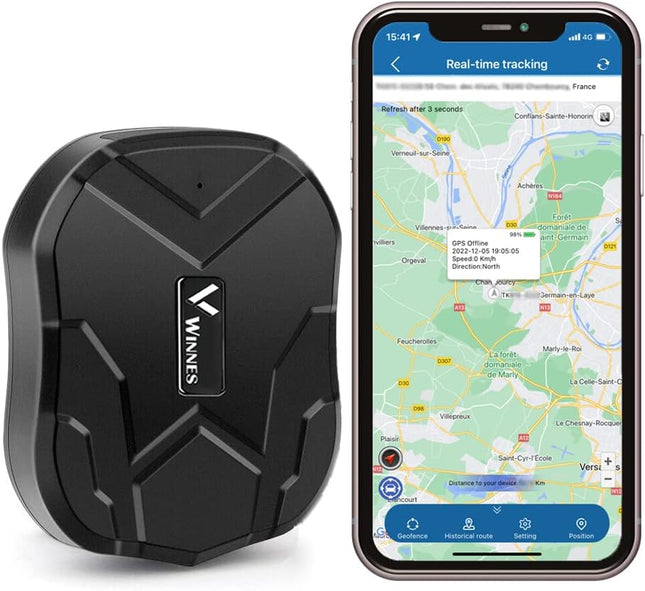 Winnes TK905 Localizador GPS para Coche 5000mAh – Tracker Magnético Impermeable IP65, Geovalla y Alertas, Standby hasta 90 días, App/Web/SMS