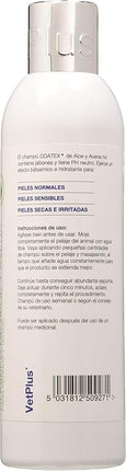 Coatex Champú Aloe y Avena para Perros y Gatos – Champú hidratante para piel seca y sensible, Aloe Vera y Avena – Uso frecuente