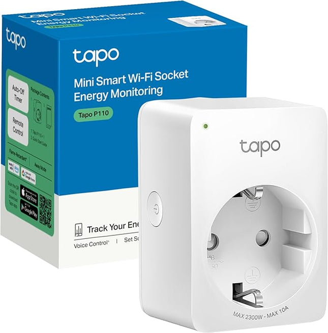 TP-Link Tapo P110 Mini – Enchufe Inteligente Wi-Fi 2.4 GHz con Monitorización de Energía, Horarios y Control desde App