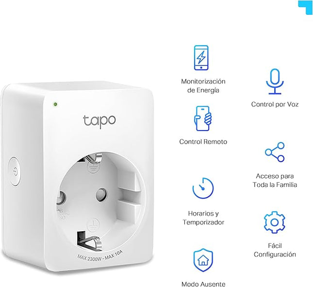 TP-Link Tapo P110 Mini – Enchufe Inteligente Wi-Fi 2.4 GHz con Monitorización de Energía, Horarios y Control desde App