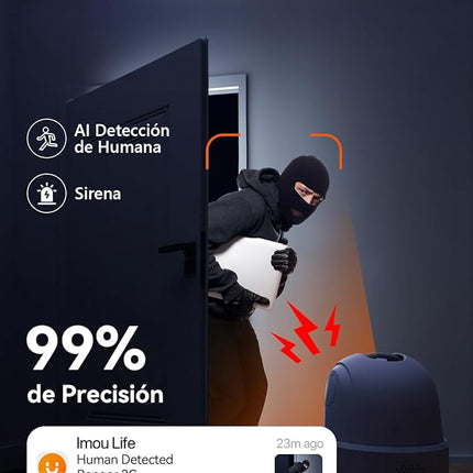 Imou Ranger 2 3MP (2K) Cámara IP WiFi 360° – Detección Humana, Seguimiento, Visión Nocturna 10m, Sirena, Audio 2 Vías, Modo Privacidad, microSD 256GB