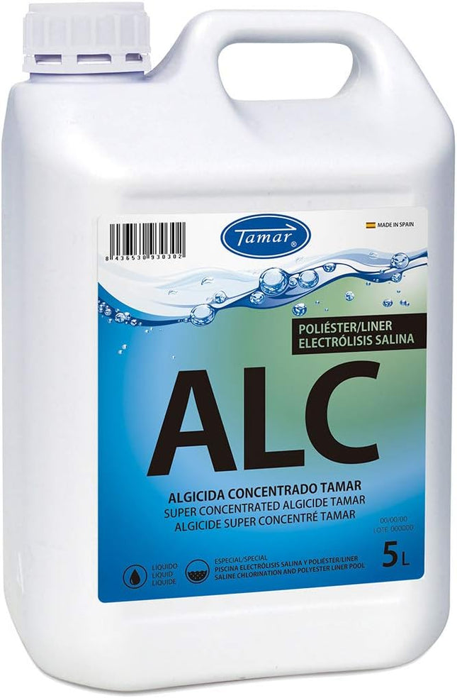 Tamar Algicida Concentrado 5L – Antialgas Preventivo No Espumante, Especial Piscinas Poliéster/Liner y Electrólisis Salina (Acción Rápida y Duradera)