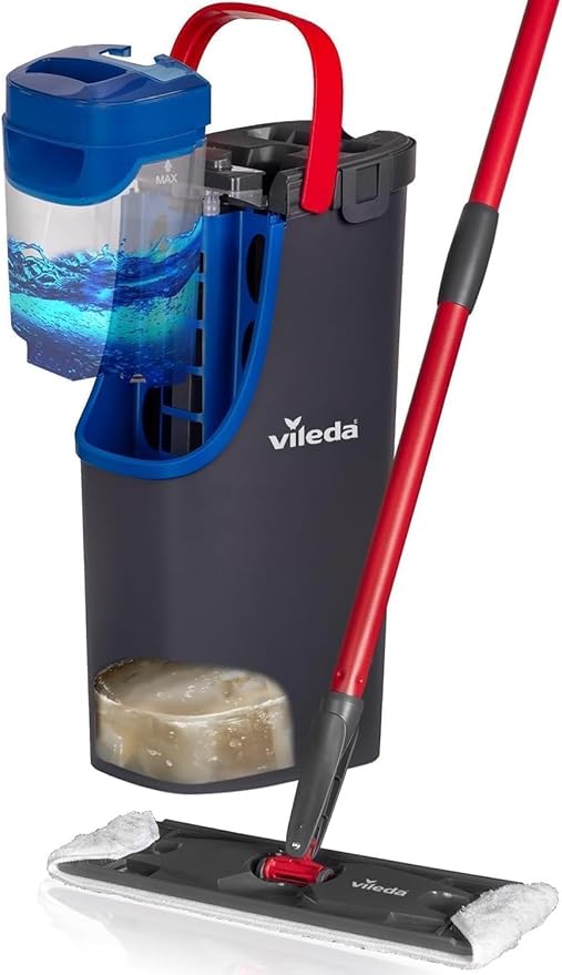 Vileda H2Pro Flat Mop System – Fregona con Separación de Agua Limpia y Sucia, Microfibra de Alto Rendimiento