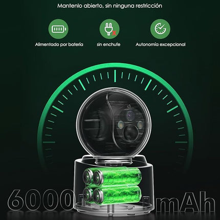 YESKAMOU Y660 Cámara WiFi Interior 2.5K 4MP Inalámbrica – Batería 6000mAh, Wi-Fi 2.4/5GHz, PTZ 355°, Visión Nocturna a Color, PIR, Audio 2 Vías, microSD 128GB