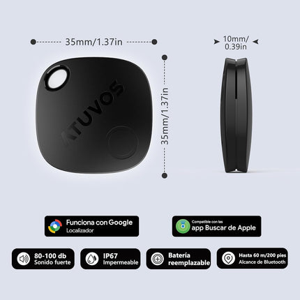 ATUVOS Air Tag Pro (AT2501) – Smart Tag para Android & iOS Compatible con Apple Buscar y Google Find Hub, Bluetooth 60 m, CR2032 Reemplazable