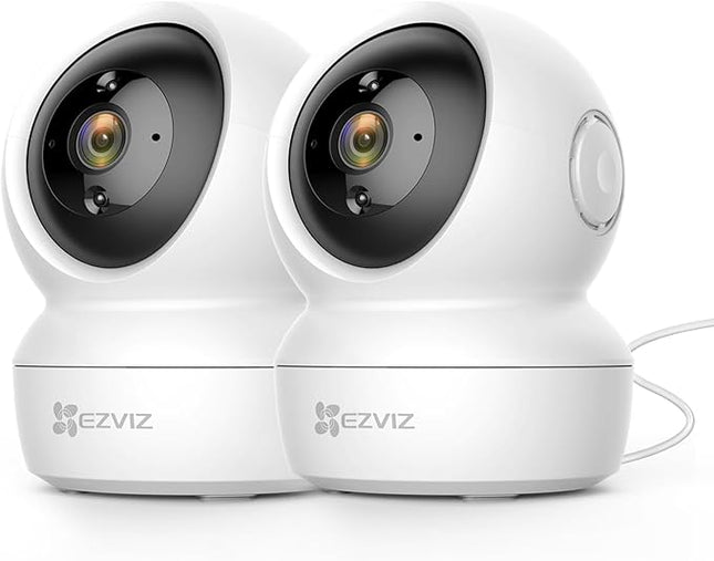 EZVIZ C6N Pack 2 Cámaras WiFi Interior 360° – 1080p, Visión Nocturna Smart IR 10 m, Seguimiento, Audio 2 Vías, Modo Privacidad, microSD 256GB, Alexa