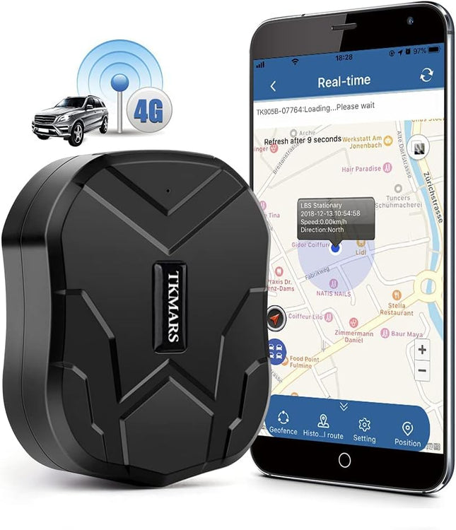 TKMARS TK905B 4G Localizador GPS para Coche – 10000mAh, hasta 150 días en espera, Magnético e Impermeable, App/Web/SMS, Geovalla y Alarmas, Sin Suscripción