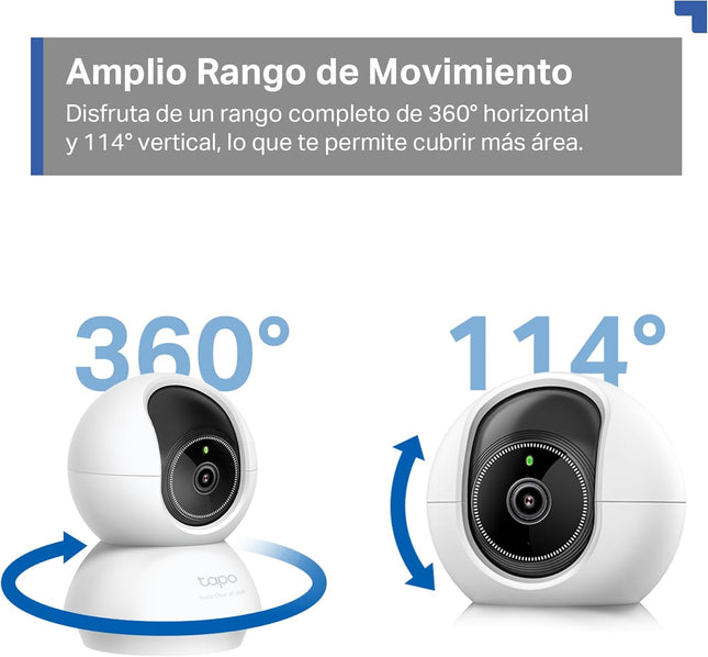 Tapo C230 Cámara WiFi Interior 360° 3K 5MP – IA (Persona/Mascota/Vehículo/Llanto), Visión Nocturna 12 m, Alarma Luz/Sonido, Audio 2 Vías, microSD 512 GB, Alexa/Google