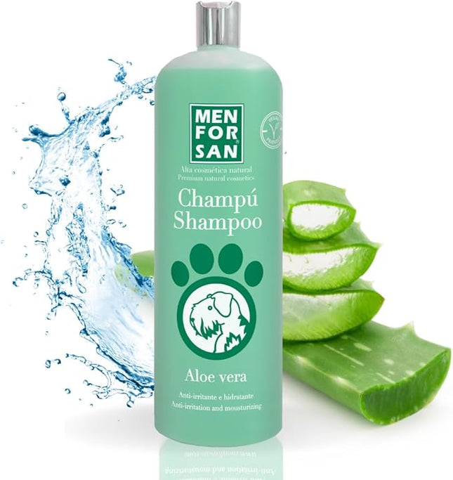 Menforsan Champú Aloe Vera para Perros – Champú hidratante y calmante con Aloe Vera 100 % natural, para piel sensible y uso frecuente