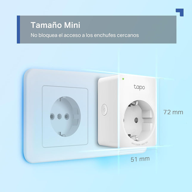 TP-Link Tapo P100 (Pack 4) – Enchufe Inteligente Mini Wi-Fi 2.4 GHz, Control Remoto, Horarios, Temporizador y Modo Ausente