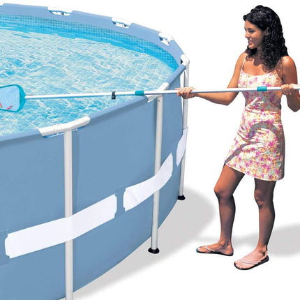Intex Kit de Mantenimiento Piscina 28002 – Mango Telescópico 2,39 m, Red Recogehojas y Limpiafondos Venturi con Manguera