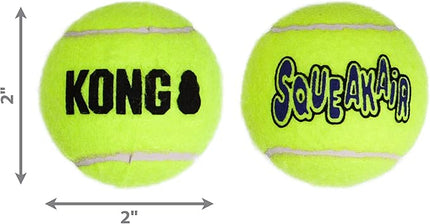 KONG SqueakAir Balls – Pelotas de Tenis con Sonido para Perros Pequeños, Seguras para los Dientes