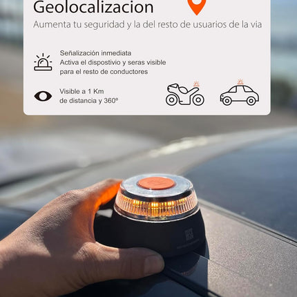 Luz de Emergencia V16 MegaLed Conectada DGT 3.0 – Geolocalizada, Homologada (IDIADA), Visible 1 km 360º, Conectividad Hasta 2038