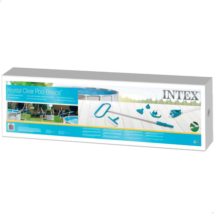 Intex Kit de Mantenimiento Deluxe 28003 – Aspirador + Recogehojas + Cepillo, Mango Telescópico 279 cm, Manguera 7,5 m, para Piscinas Desmontables