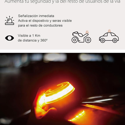Luz de Emergencia V16 MegaLed Conectada DGT 3.0 – Geolocalizada, Homologada (IDIADA), Visible 1 km 360º, Conectividad Hasta 2038