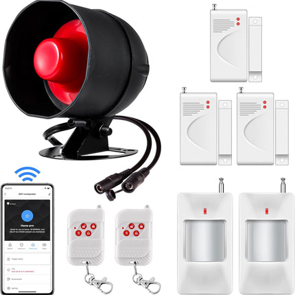 TOWODE 012 Kit Alarma WiFi 2.4GHz – Sirena 115 dB, Sensor PIR + Puerta/Ventana, Mandos, Alertas App (Tuya), Sistema Ampliable DIY