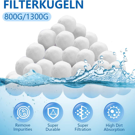 Bolas Filtrantes para Filtro de Arena 800 g (Reutilizables) – Sustituyen 28 kg de Arena – Medio Filtrante para Piscina y Acuario (AFXXE)