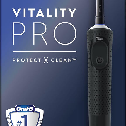 Oral-B Vitality Pro Cepillo Eléctrico Recargable (Negro) – Tecnología 2D, 3 Modos (Diario/Sensible/Sensible Plus), Temporizador 2 min, 1 Cabezal + Cargador