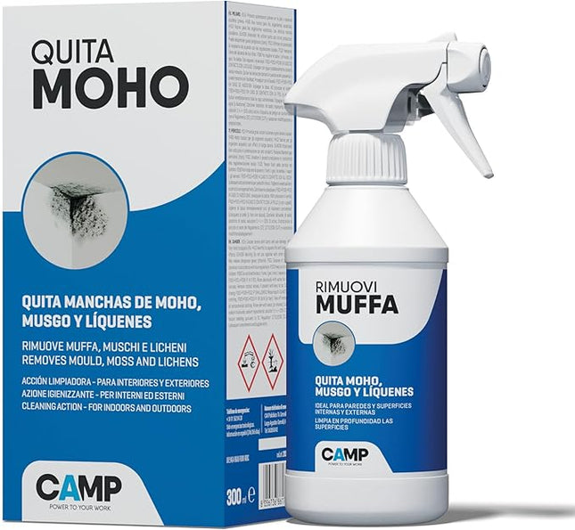 Camp Mildew Remover 300 ml – Spray Antimoho de Acción Rápida para Paredes y Superficies Interiores y Exteriores