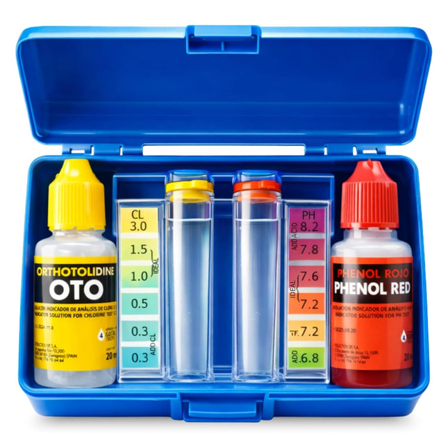 Kit Test Cloro y pH en Gotas (OTO + Rojo Fenol) – Medidor Colorimétrico para Piscina y Spa, Reactivos 20 ml + 20 ml