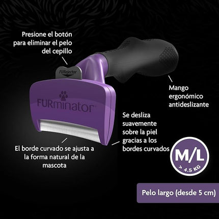 FURminator deShedding Tool para Gatos – Cepillo Deslanador Profesional, Reduce Pelo Suelto y Bolas de Pelo