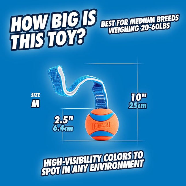 Chuckit! Ultra Tug Ball M – Pelota Resistente con Asa para Perros, Compatible con Lanzador