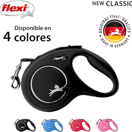 Flexi Classic M Tape 5 m Black – Correa Extensible para Perros Medianos hasta 25 kg, Cinta Resistente y Freno Seguro