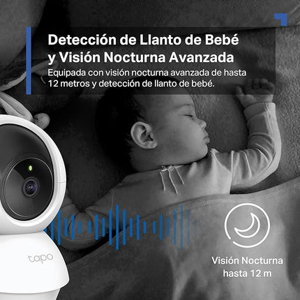 Tapo C210 Cámara IP WiFi 360° 2K (3MP) – Visión Nocturna 9 m, Seguimiento de Movimiento, Audio 2 Vías, microSD hasta 512GB, Compatible con Alexa