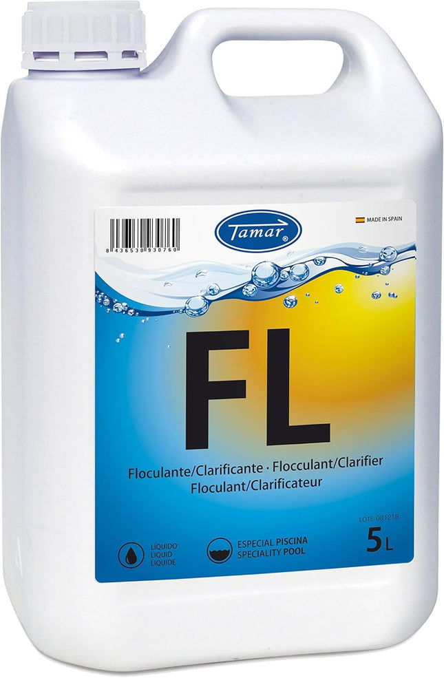 Tamar Floculante Líquido 5L para Piscina – Clarificante Eliminador de Turbidez, Agrupa Partículas en Suspensión, Recuperación y Mantenimiento