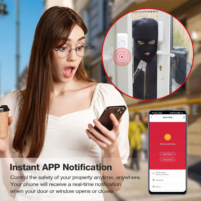 PGST PG103-2GEU-C Alarma WiFi + GSM – Sirena 120 dB, Pantalla LCD, Guía por Voz, App Smart Life (Tuya), Alexa/Google, Ampliable 100 Accesorios