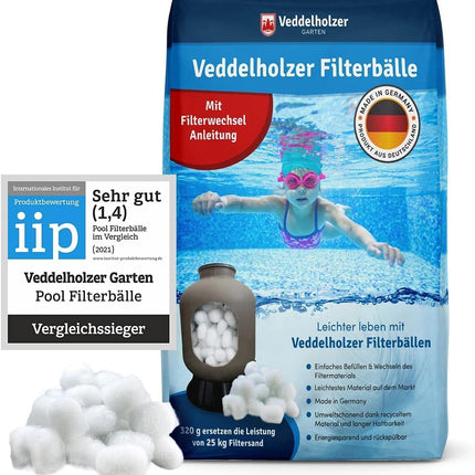 Veddelholzer Bolas Filtrantes para Filtro de Arena 320 g – Reemplazan 25 kg de Arena (o 20 kg Vidrio), Filtración 3D, Reutilizables, Made in Germany