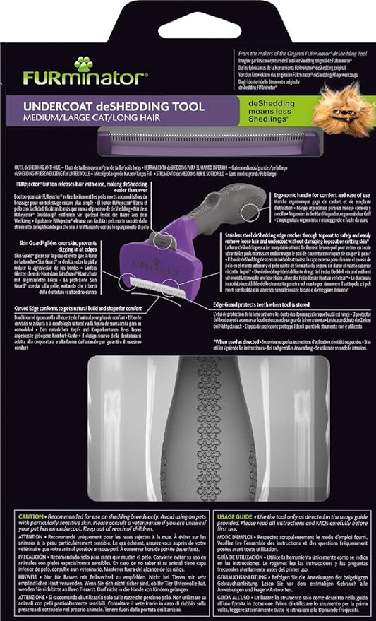 FURminator deShedding Tool para Gatos – Cepillo Deslanador Profesional, Reduce Pelo Suelto y Bolas de Pelo