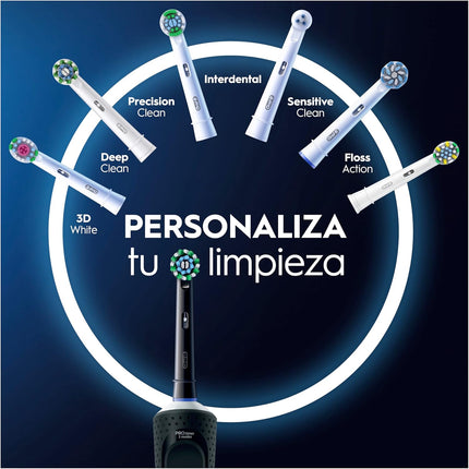 Oral-B Vitality Pro Cepillo Eléctrico Recargable (Negro) – Tecnología 2D, 3 Modos (Diario/Sensible/Sensible Plus), Temporizador 2 min, 1 Cabezal + Cargador