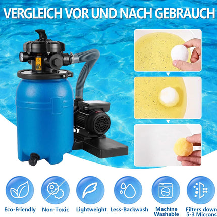 Bolas Filtrantes para Filtro de Arena 800 g (Reutilizables) – Sustituyen 28 kg de Arena – Medio Filtrante para Piscina y Acuario (AFXXE)