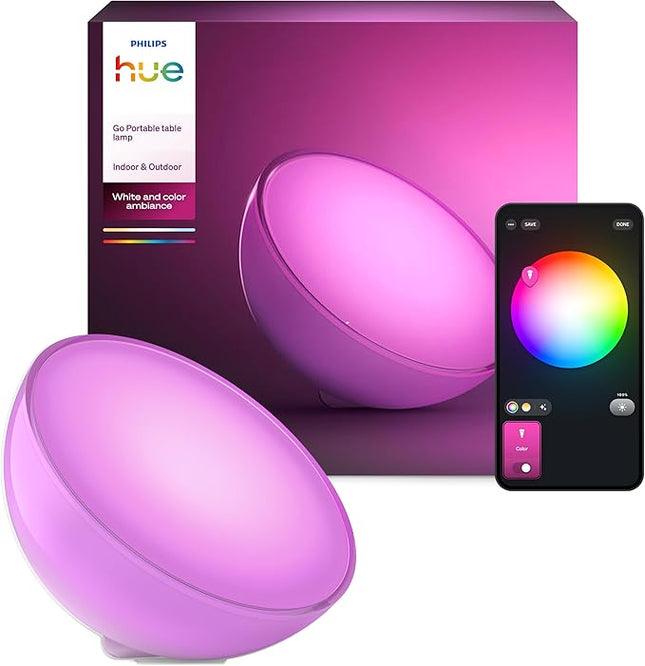 Philips Hue Go Lámpara de Mesa LED Inteligente – Bluetooth + Zigbee, 520 lm, Luz Blanca y Colores, Regulable, Compatible con Alexa y Google Home