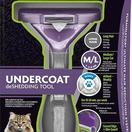 FURminator deShedding Tool para Gatos – Cepillo Deslanador Profesional, Reduce Pelo Suelto y Bolas de Pelo