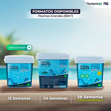 Nortembio Floculante Natural Concentrado 12 Semanas – Clarificante Antiturbidez para Piscinas Grandes y SPA, Granulado, Cacito Dosificador