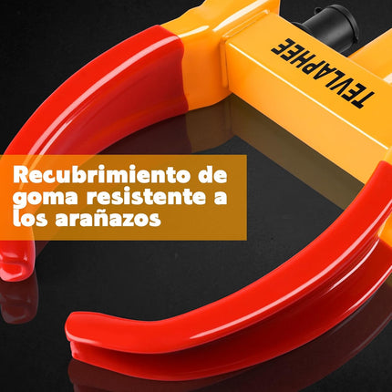 Tevlaphee Bloqueo de Rueda Antirrobo Ajustable – Wheel Clamp Reforzado para Coche/Remolque/Caravana, Anti-Drill, Alta Visibilidad, 3 Llaves (B08QCMMDL5)