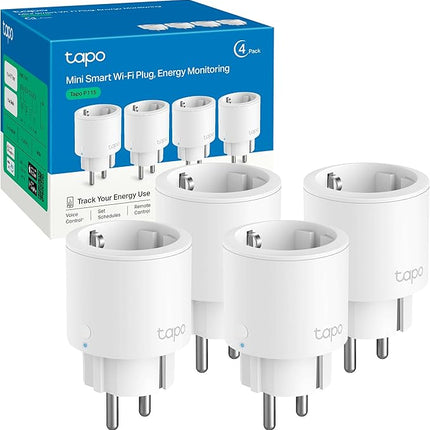 TP-Link Tapo P115 (Pack 4) – Enchufe Inteligente Wi-Fi 16A con Monitorización de Energía, Programación y Control por Voz