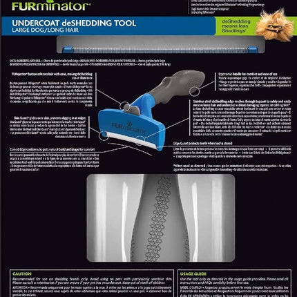 FURminator Undercoat deShedding Tool para Perros de Pelo Largo – Cepillo Profesional Reduce Muda y Nudos, Tecnología Skin Guard