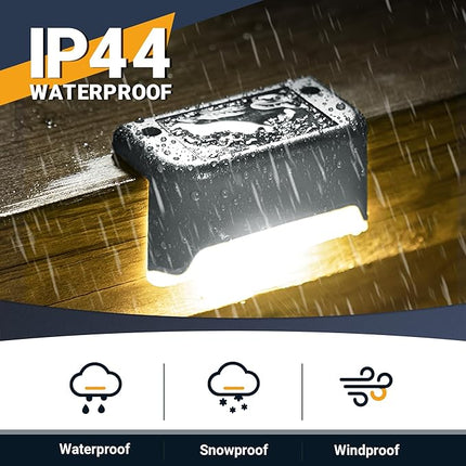 GIGALUMI Luces Solares Escaleras Exterior Pack 12 – LED Blanco Cálido, Impermeables, para Escalones, Vallas, Patios y Terrazas (Gris)