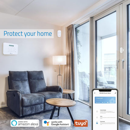 Nivian NVS-A6WG Kit Alarma WiFi + GSM Sin Cuotas – Tuya Smart, Sirena 95 dB, RFID, LCD, hasta 60 Detectores, 4 Entradas Cableadas