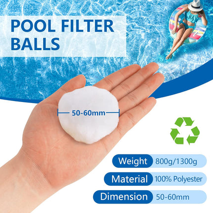 Bolas Filtrantes para Filtro de Arena 800 g (Reutilizables) – Sustituyen 28 kg de Arena – Medio Filtrante para Piscina y Acuario (AFXXE)